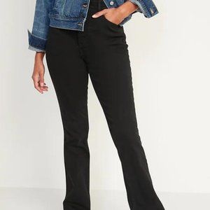 Old Navy Extra High-Waisted Button-Fly Kicker Boot-Cut Black Jeans for Women New